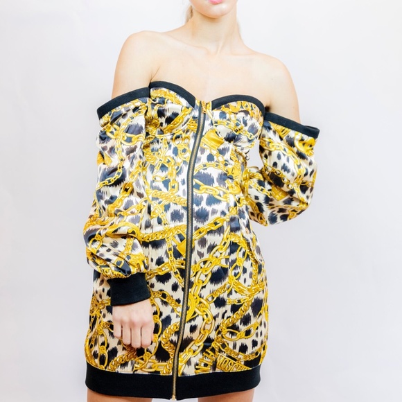 Moschino Pattern Off Shoulder Dress Size 36 - Picture 2 of 5